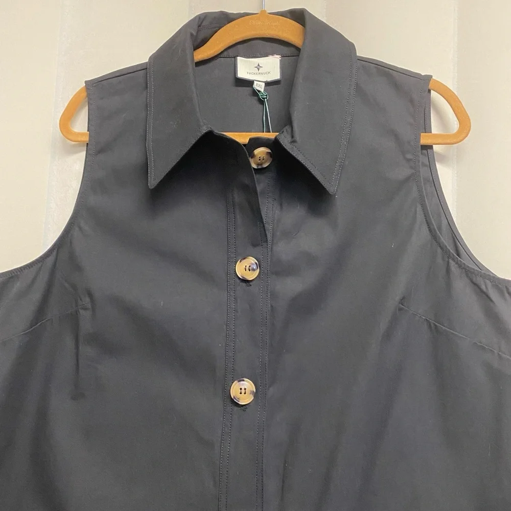 Tuckernuck Women’s Chamberlin Dress XXL 2XL Structured Shirtdress Maxi Black NWT